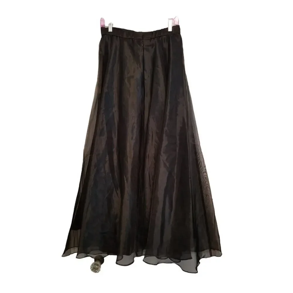 Vintage J.B.S. LTD Black formal shimmery iridescent overlay maxi skirt size 14